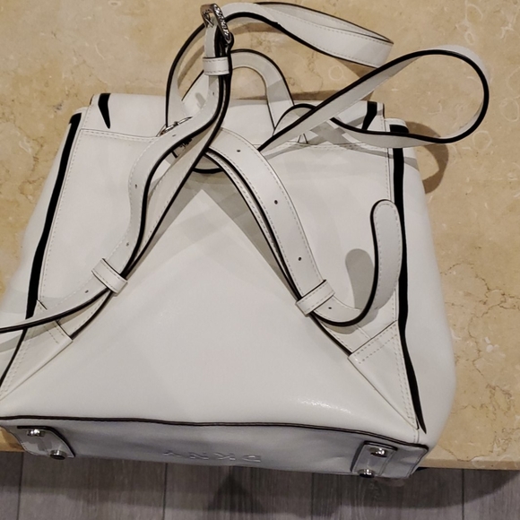 Dkny Bags Dkny Backpack White Leather With Black Trimmings Poshmark